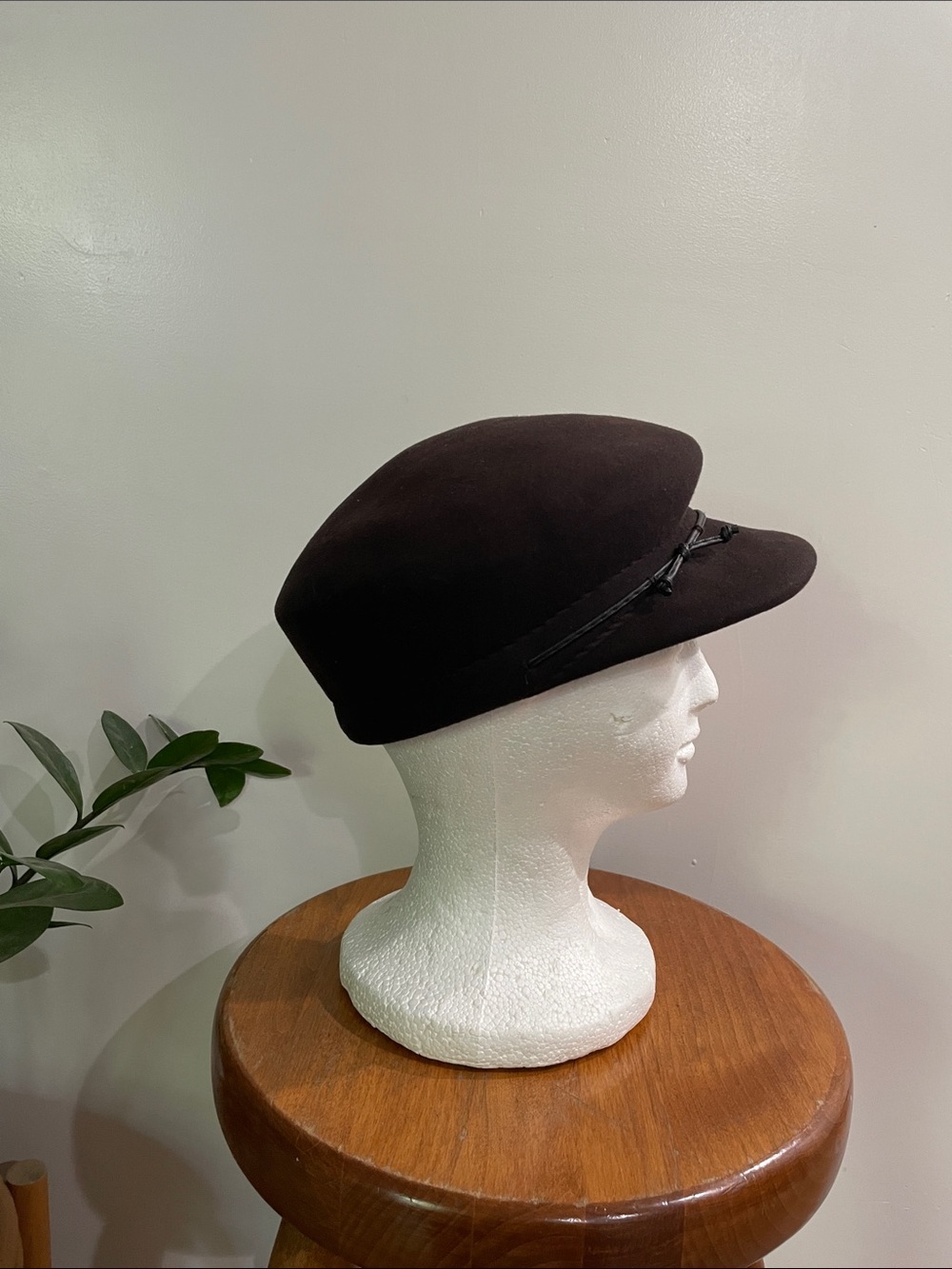 Chocolate Brown 100% Wool Baker Boy Newsboy Hat One Size - Picture 4 of 7